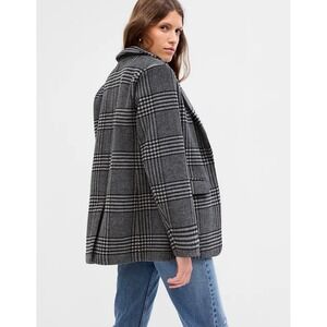 Gap Womens XXL Black and Gray Check Plaid Wool Coat Jacket $168